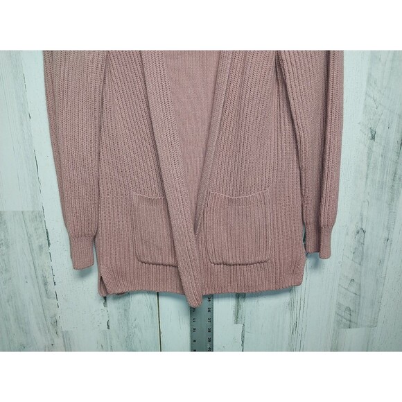 Madewell Nolan Ribbed Cardigan Mauve Pink Open Front Sweater w/ Pockets, Size S - Picture 2 of 7